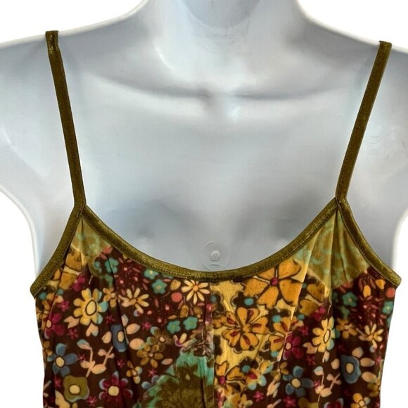 Vintage 90s Y2K Byer Too Babydoll Slip Dress Green FLoral L Boho Milkmaid Fairy - Picture 9 of 16